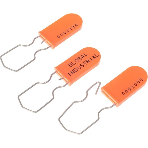 Global Industrial Padlock Seal With Wire Hasp, Orange, 1000PK 670485OR